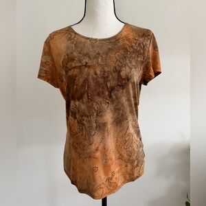 Brown Paisley Short Sleeve Top